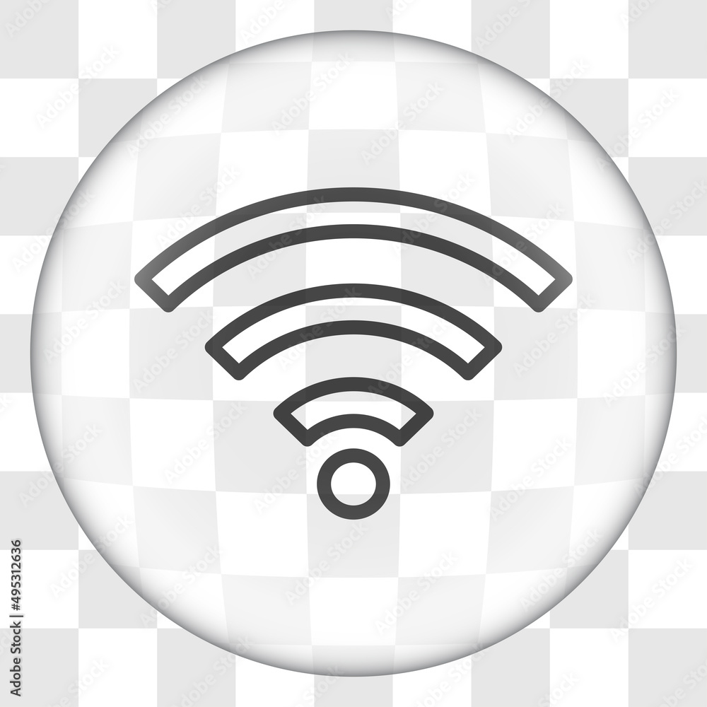 Aufkleber wifi simple icon vector. flat desing. glass button on transparent grid
