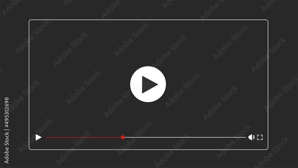 Poster media player design template for web and mobile apps flat style.