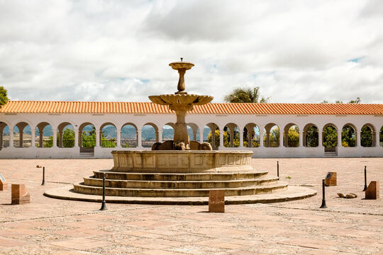La Recoleta monastery observation deck and fountain in Sucre, Bolivia