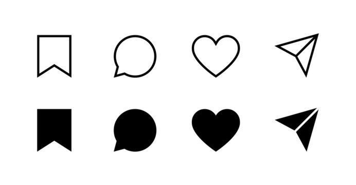 Share, save, like and comment icon set. Vector EPS 10