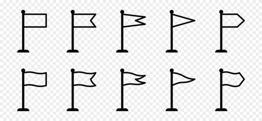 Flag linear icon set. Vector illustration