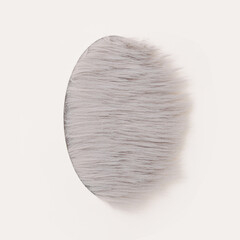 Optimistic easter concept. Abstract gray colored fluffy filled with one part out of it,  egg shaped, against off-white background.