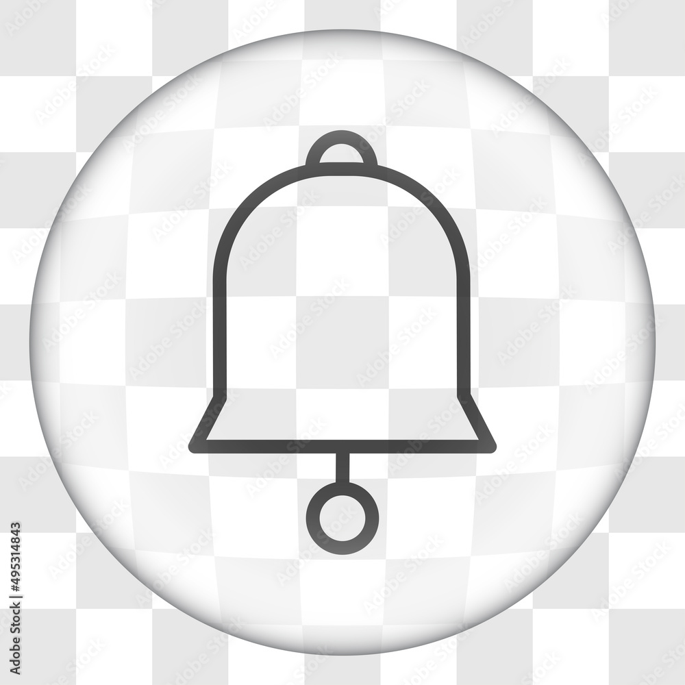 Poster bell simple icon vector. flat desing. glass button on transparent grid