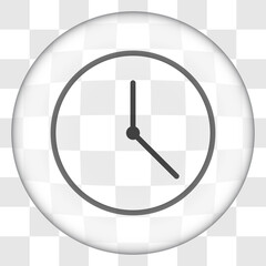 Clock simple icon vector. Flat desing. Glass button on transparent grid