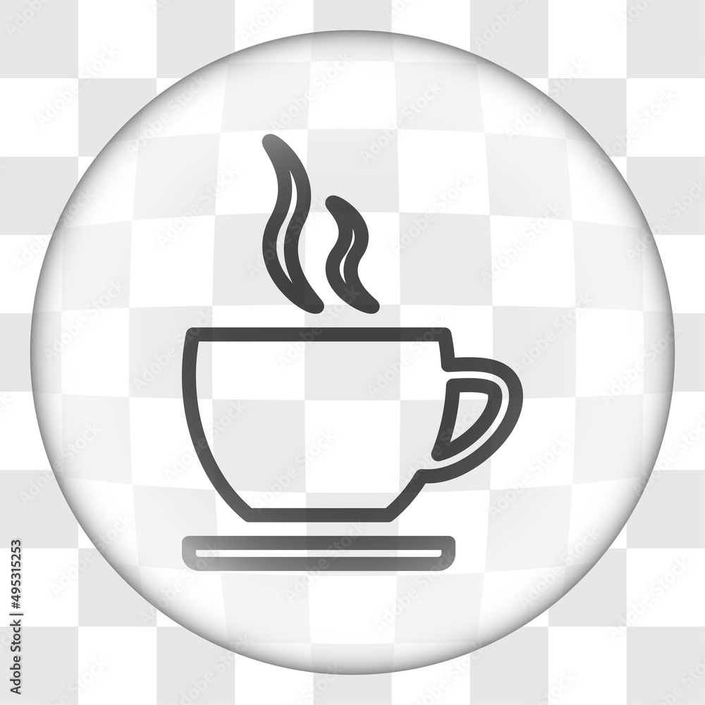 Poster cup simple icon vector. flat desing. glass button on transparent grid