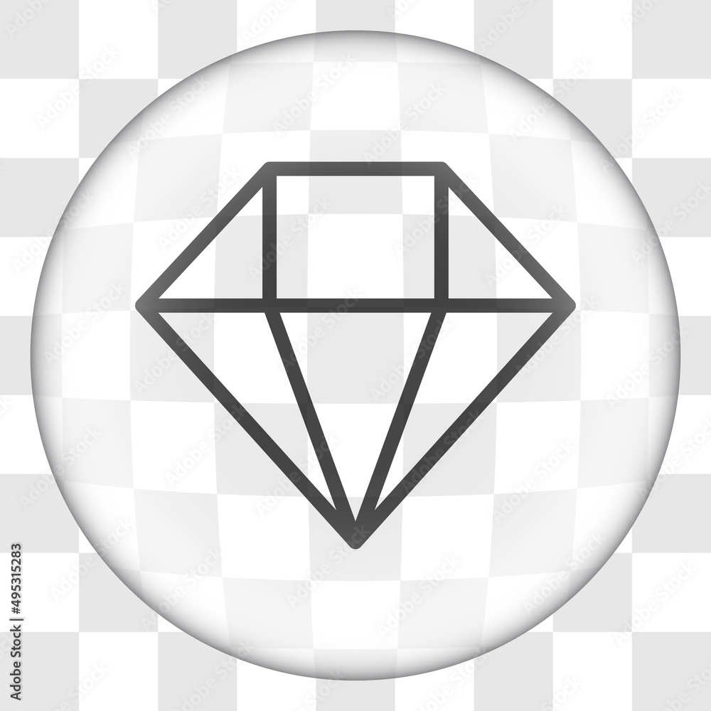 Poster diamond simple icon vector. flat desing. glass button on transparent grid