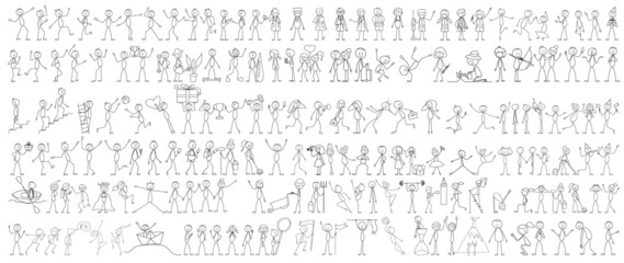 set of stick figures, different people vector