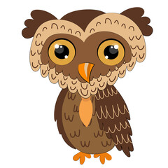 cute owl flat design, isolated, vector