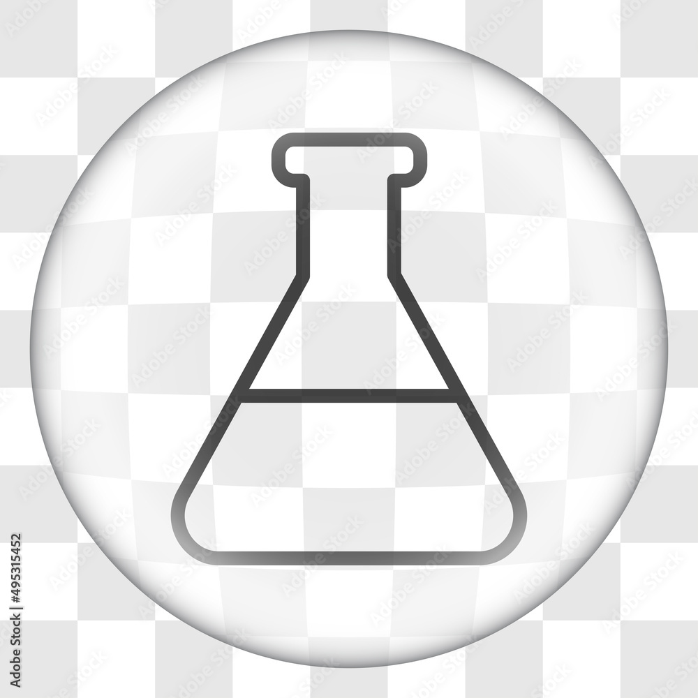 Poster flask simple icon vector. flat desing. glass button on transparent grid