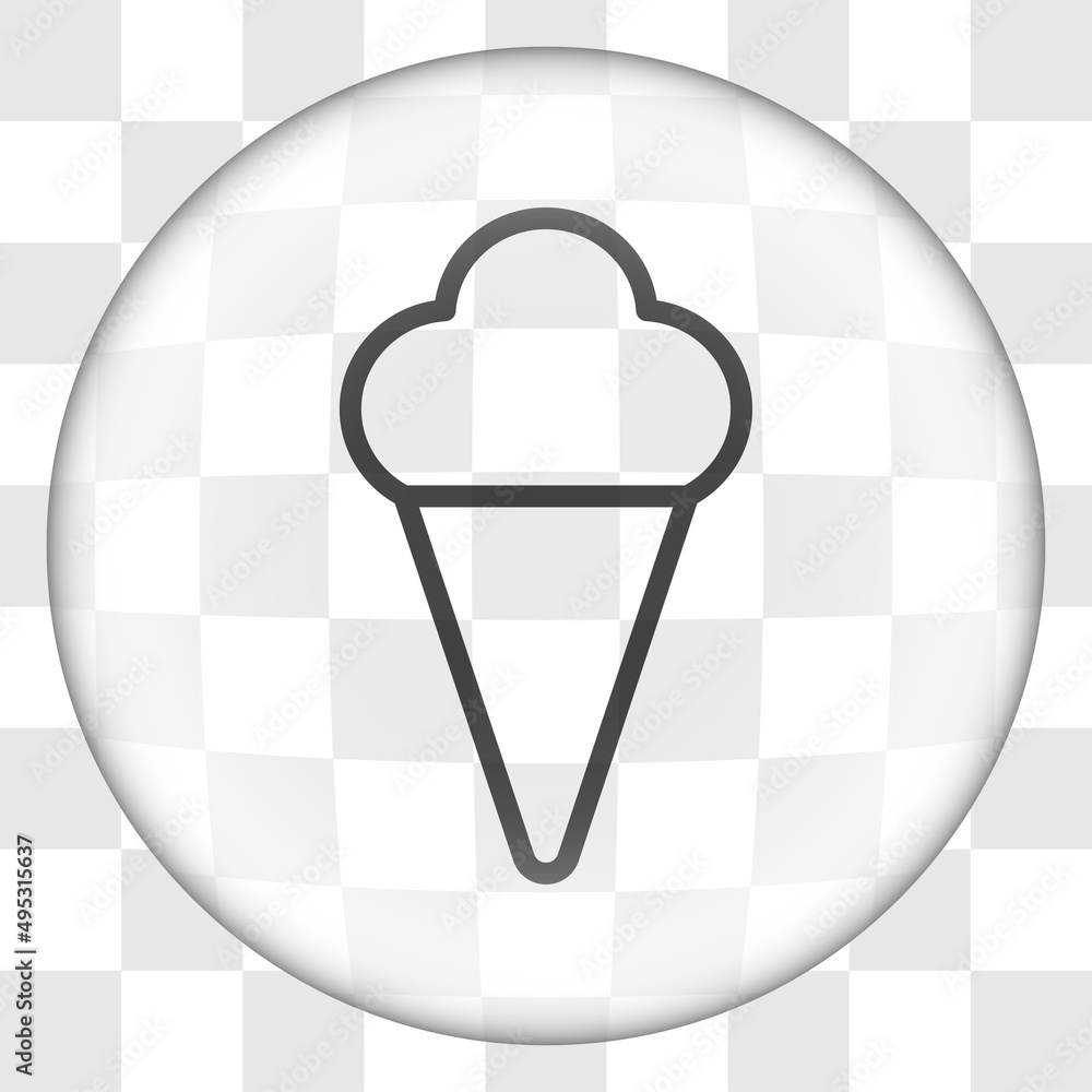 Poster ice cream simple icon vector. flat desing. glass button on transparent grid