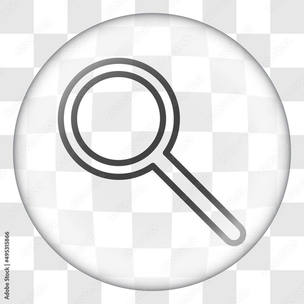 Poster magnifier, zoom simple icon vector. flat desing. glass button on transparent grid
