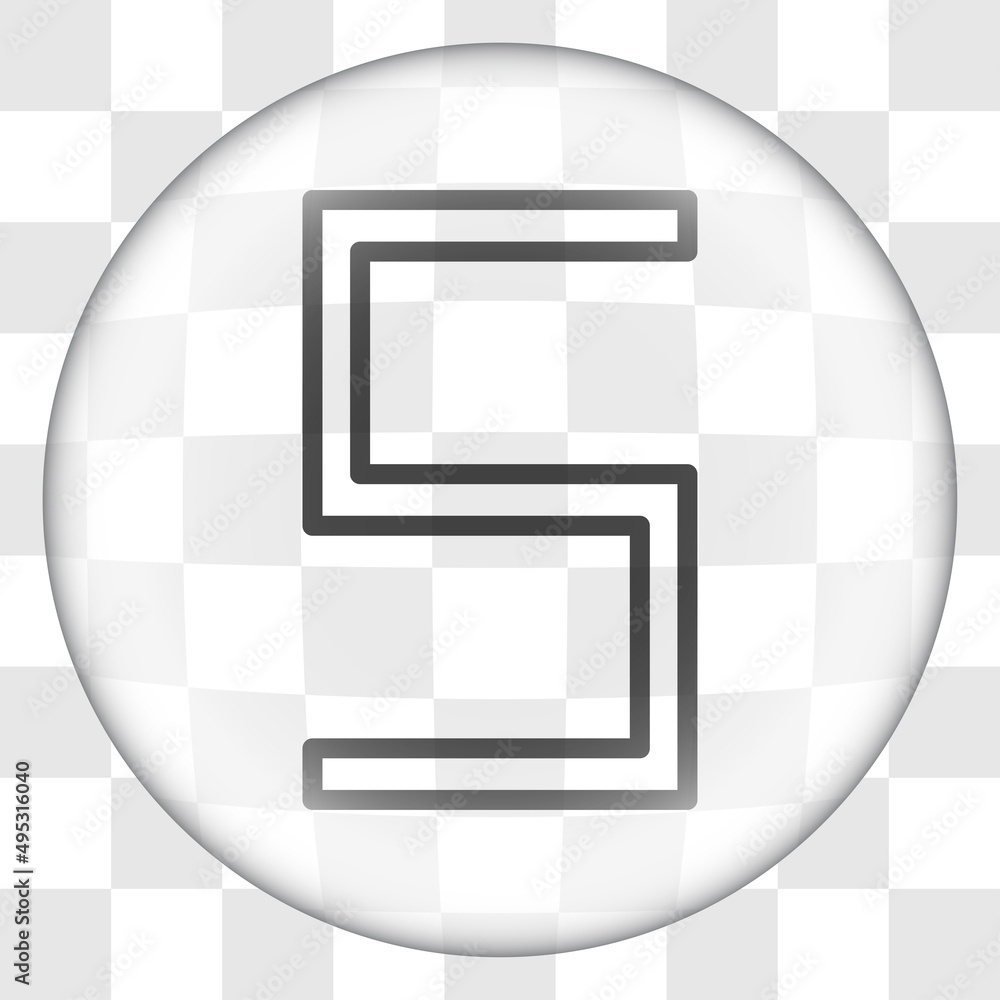 Poster number five, numeral simple icon vector. flat desing. glass button on transparent grid