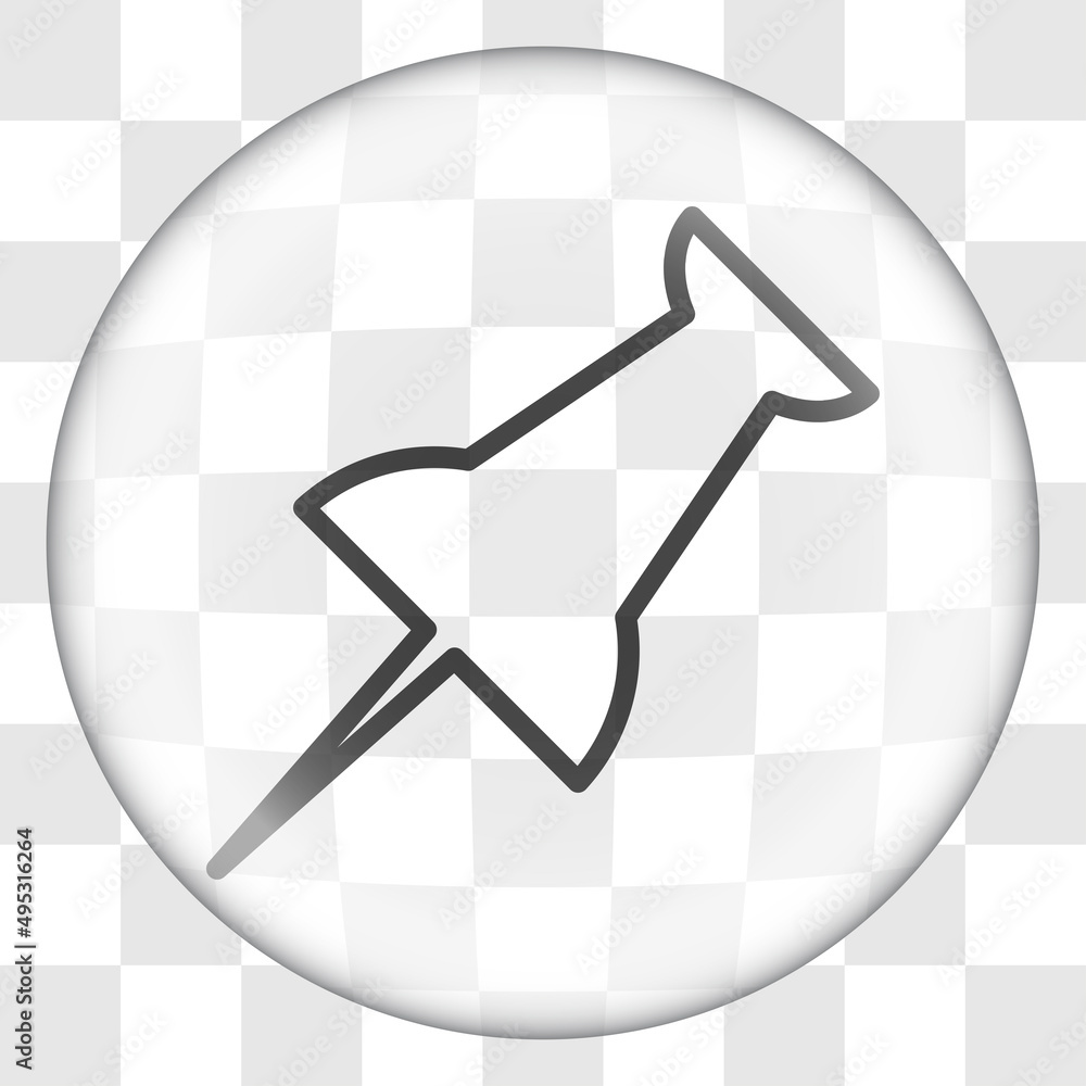Poster pin simple icon vector. flat desing. glass button on transparent grid