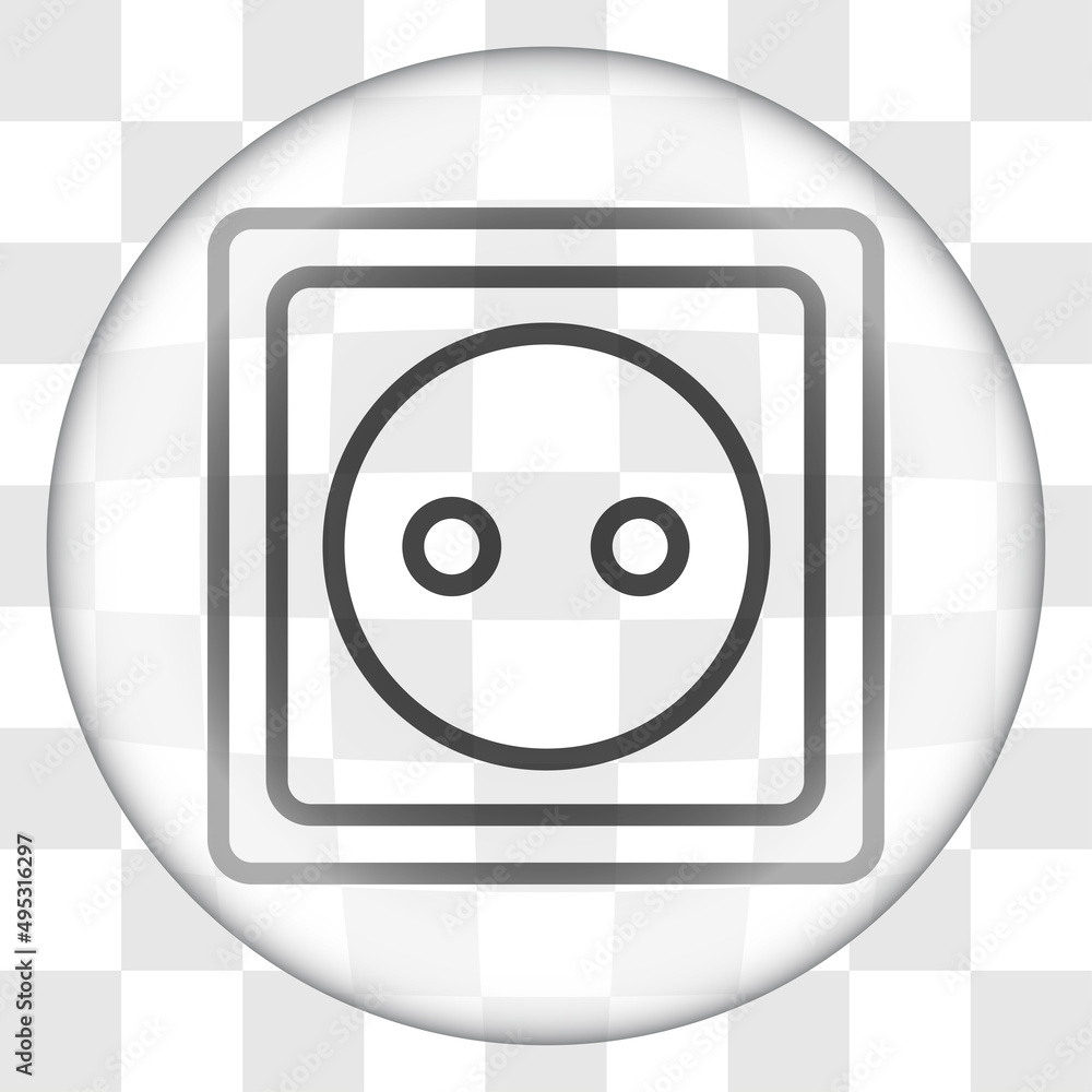 Aufkleber power socket simple icon vector. flat desing. glass button on transparent grid