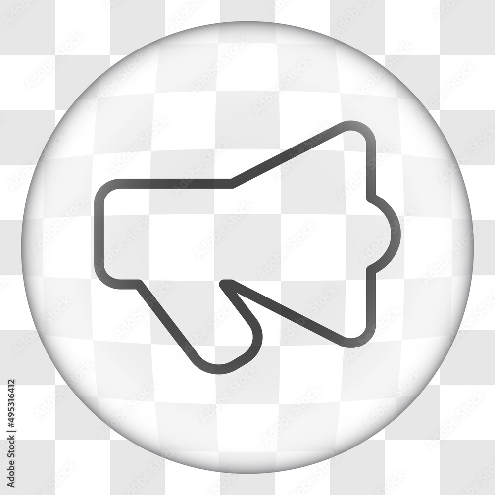 Poster speaker simple icon vector. flat desing. glass button on transparent grid