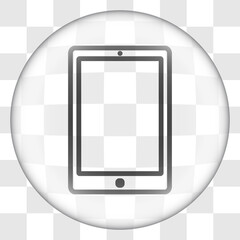 Tablet simple icon vector. Flat desing. Glass button on transparent grid