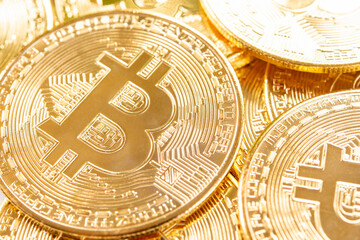 Bitcoins coins background. Crypto currency, bitcoin, BTC,