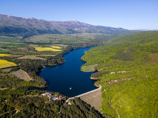 Aerial view of Dushantsi Reservoir, Bulgaria