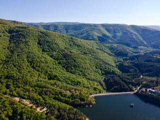 Aerial view of Dushantsi Reservoir, Bulgaria