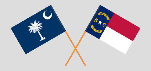 Crossed flags of The State of South Carolina and The State of North Carolina. Official colors. Correct proportion