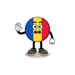romania flag cartoon illustration doing stop hand