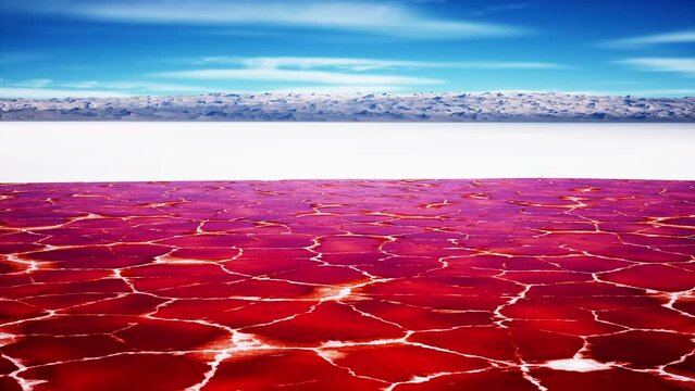 Beautiful view of pink lake on summer day