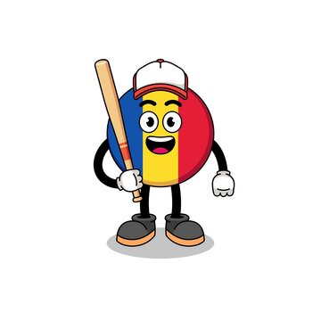 recommend clip art: romania flag mascot cartoon as a baseball player