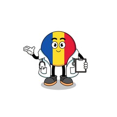Cartoon mascot of romania flag doctor