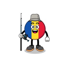 Mascot Illustration of romania flag fisherman