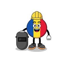 Mascot of romania flag as a welder