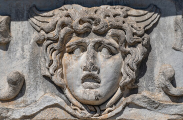 Wide angle photo of temple of apollo in didyma ancient city. Historical tourism concept.