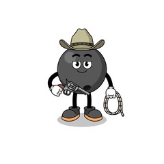 Character mascot of bowling ball as a cowboy