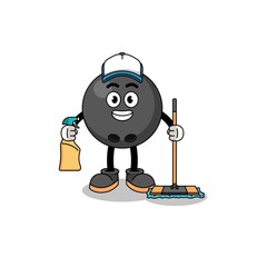 Character mascot of bowling ball as a cleaning services