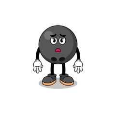 bowling ball cartoon illustration with sad face