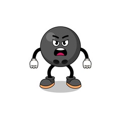 bowling ball cartoon illustration with angry expression