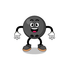 bowling ball cartoon with surprised gesture