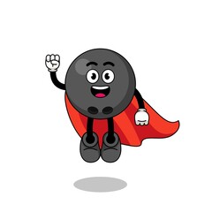 bowling ball cartoon with flying superhero