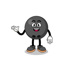 bowling ball cartoon with welcome pose