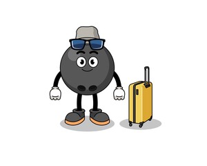 bowling ball mascot doing vacation