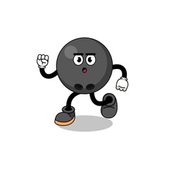 running bowling ball mascot illustration