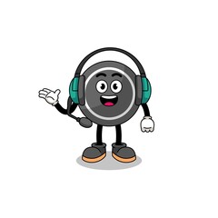 Mascot Illustration of hockey puck as a customer services