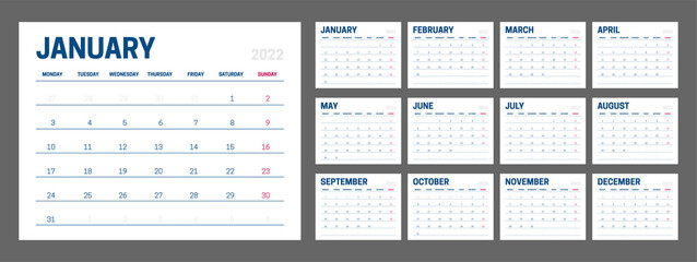 Clean 2022 Calendar Design.