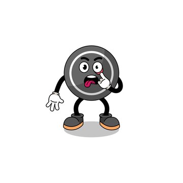 recommend clip art: Character Illustration of hockey puck with tongue sticking out