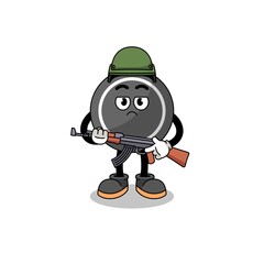 Cartoon of hockey puck soldier