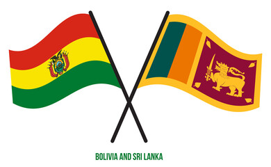 Bolivia and Sri Lanka Flags Crossed And Waving Flat Style. Official Proportion. Correct Colors