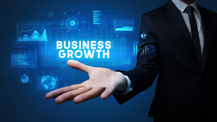 Hand of Businessman holding motivational message