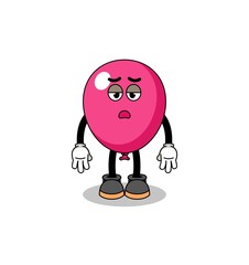 balloon cartoon with fatigue gesture
