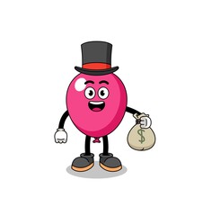 balloon mascot illustration rich man holding a money sack