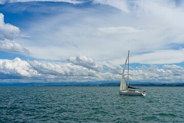 Sailing boat in summer on Lake Constance