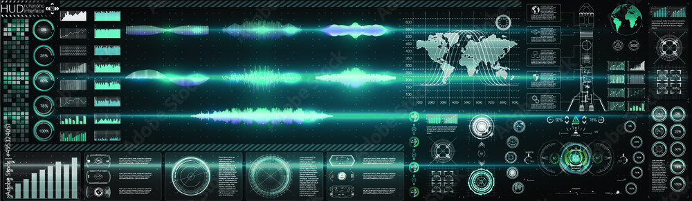 Poster digital design elements hud style. trendy 2022 shapes in cyberpunk style. bar labels,info box bars. 